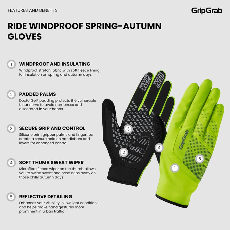 GripGrab Ride Windproof Spring Autumn Cycling Gloves Lightweight Thermal Thin Winter Padded Full Finger Bicycle Glove - Image 2